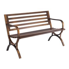 VEVOR Outdoor Bench Patio Bench 50 inch Metal Frame Slatted Backrest for Porch