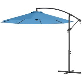 Outsunny 10' Cantilever Tilt Offset Patio Umbrella w/ UV & Water Safe Material & Cross Base (Weight Not Included), Blue
