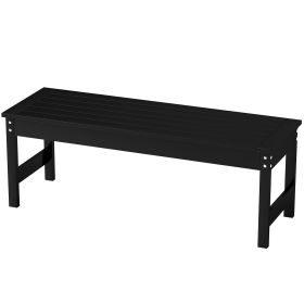 Outsunny 47" Outdoor Bench Seat, HDPE All-Weather Garden Bench, Backless Slatted Patio Bench for Yard, Porch, Park, Black