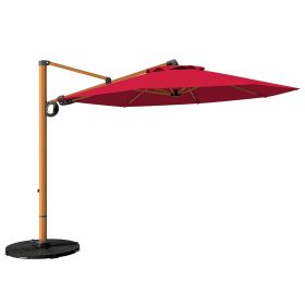 10FT Patio Umbrella, Aluminum Cantilever Umbrella with Canopy (Color: Red)